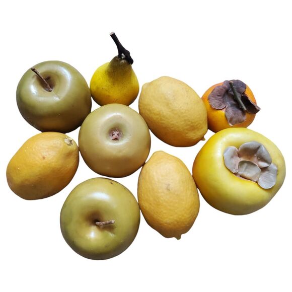 8x Realistic Faux Artificial Fruit Apples Lemons Parsimmons Decor Life Size Prop - Picture 1 of 4